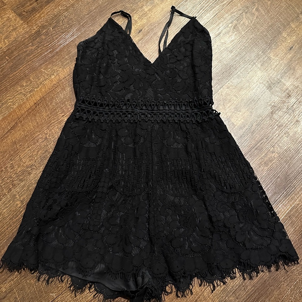 Elegant Black Lace Romper